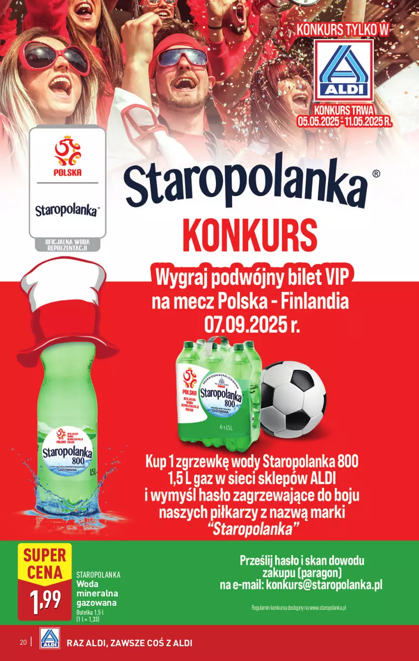 Gazetka promocyjna Aldi - Pełna oferta - ważna 05.05 do 09.05.2025 - strona 20 - produkty: Staropolanka, Woda, Woda mineralna