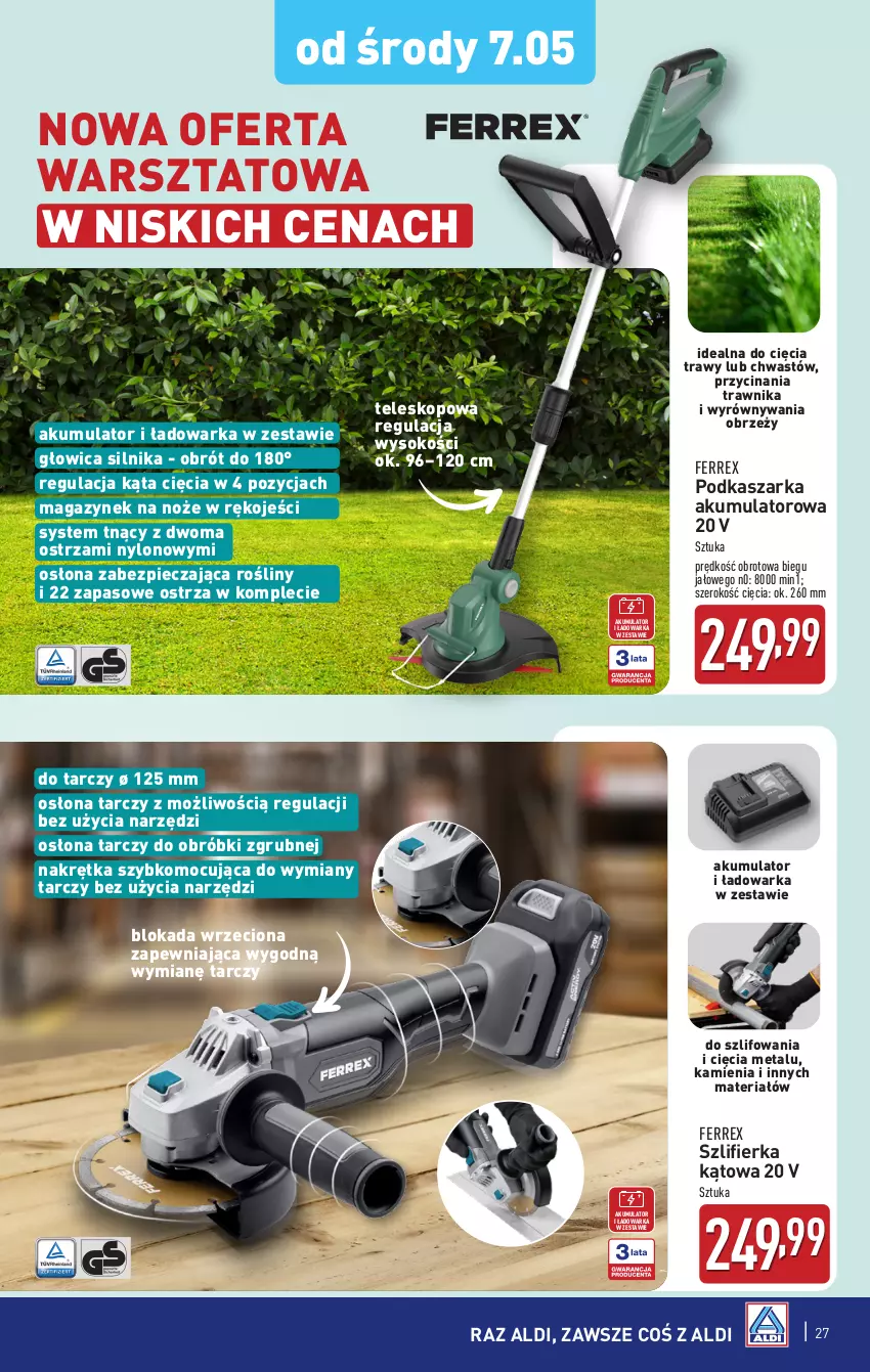 Gazetka promocyjna Aldi - Pełna oferta - ważna 05.05 do 09.05.2025 - strona 27 - produkty: Akumulator, Kasza, Noż, Piec, Sok, Szlifierka, Szlifierka kątowa, Teleskop, Warka