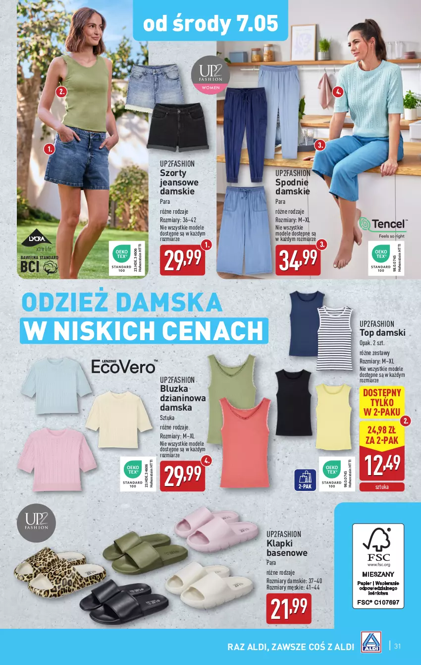 Gazetka promocyjna Aldi - Pełna oferta - ważna 05.05 do 09.05.2025 - strona 31 - produkty: Fa, Klapki, Spodnie, Szorty, Top