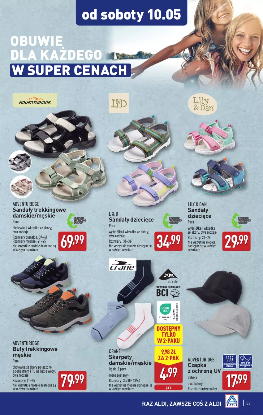 Gazetka promocyjna Aldi - Pełna oferta - ważna 05.05 do 09.05.2025 - strona 37 - produkty: Buty, Czapka, Dzieci, Karp, Obuwie, Por, Sandał