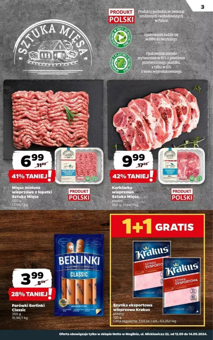 Gazetka promocyjna Netto - ważna 12.09 do 14.09.2024 - strona 6 - produkty: Berlinki, Jaja, Krakus, Parówki, Por, Sport, Szynka