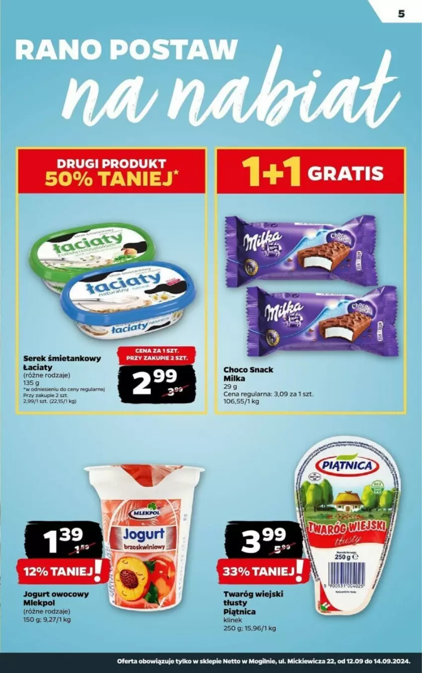 Gazetka promocyjna Netto - ważna 12.09 do 14.09.2024 - strona 8 - produkty: Jogurt, Jogurt owocowy, Milka, Piątnica, Ser, Serek, Twaróg