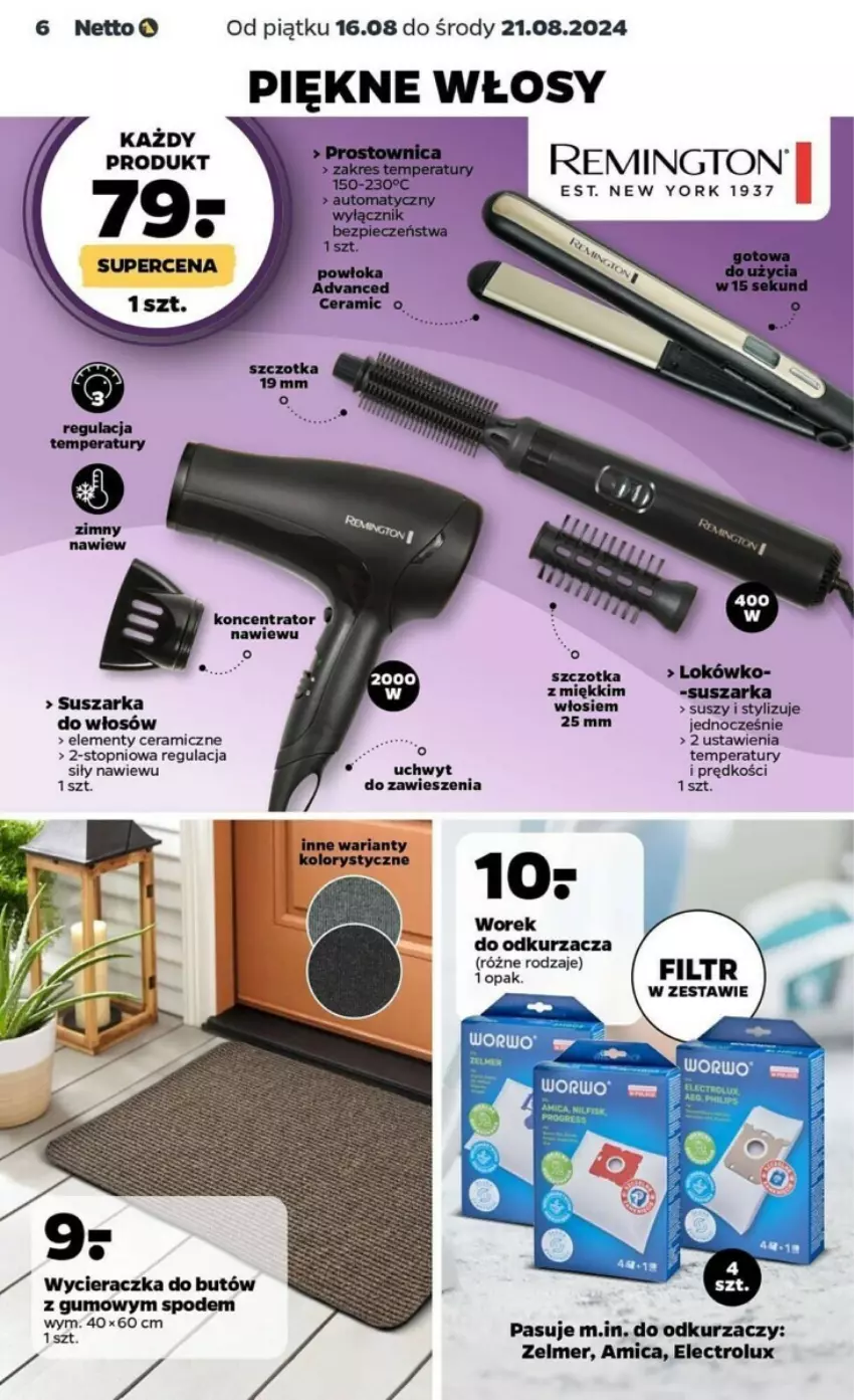 Gazetka promocyjna Netto - ważna 16.08 do 21.08.2024 - strona 8 - produkty: Amica, Electrolux, Odkurzacz, Remington, Suszarka, Top, Wycieraczka, Zelmer