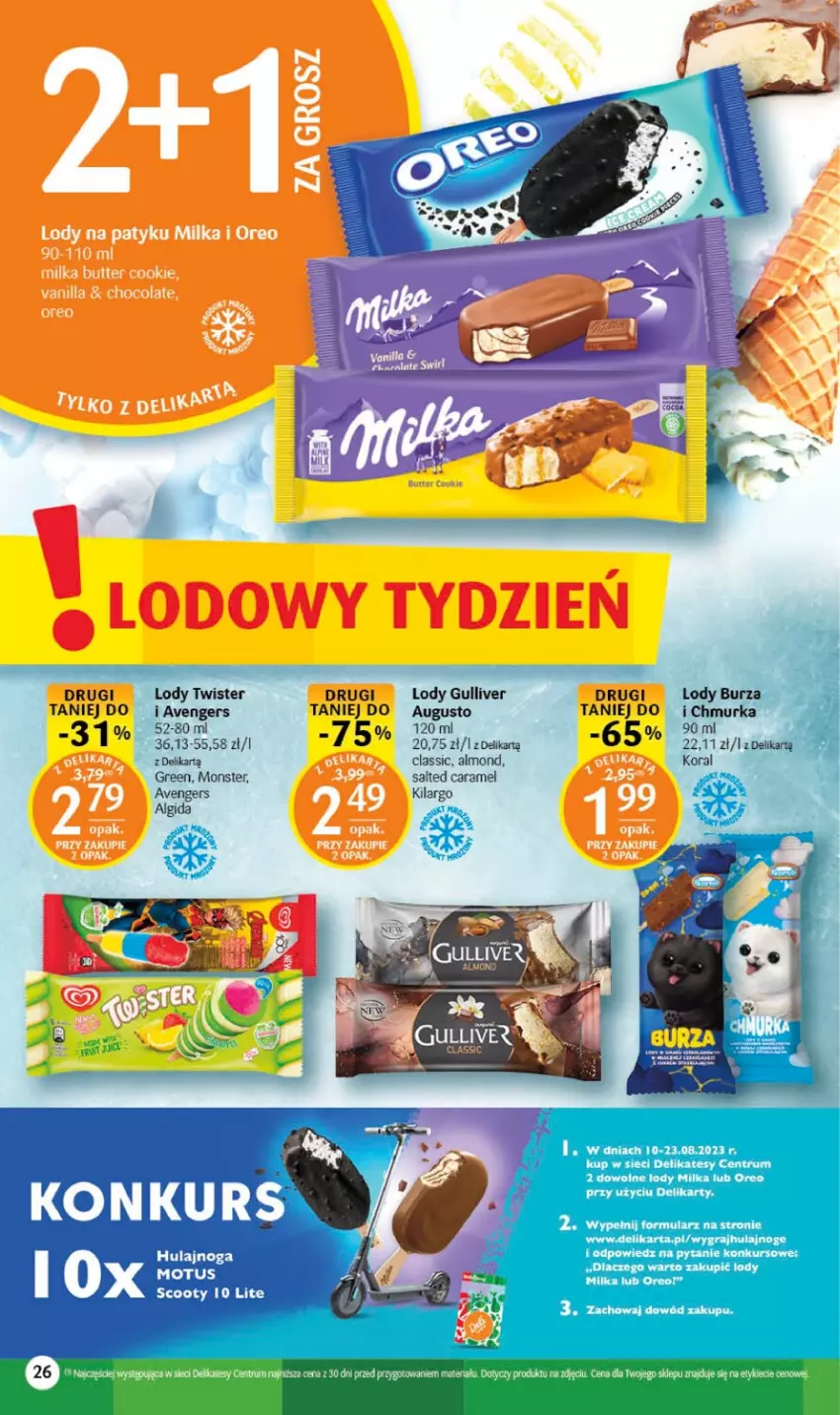 Gazetka promocyjna Delikatesy Centrum - Gazetka DC31 - ważna 10.08 do 16.08.2023 - strona 26 - produkty: Algida, Avengers, LG, Lody, Milka, Oreo, Rum