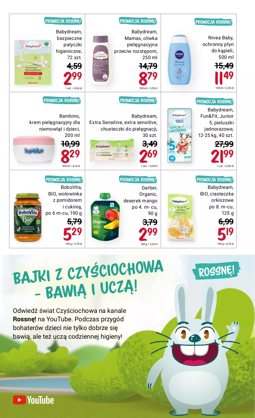 Gazetka promocyjna Rossmann - Kwiecień II - ważna 16.04 do 30.04.2021 - strona 15 - produkty: Babydream, BoboVita, Chusteczki, Deser, Dzieci, Gerber, Inka, Mango, Nivea, Nivea Baby, Piec, Płyn do kąpieli, Ser, Serek