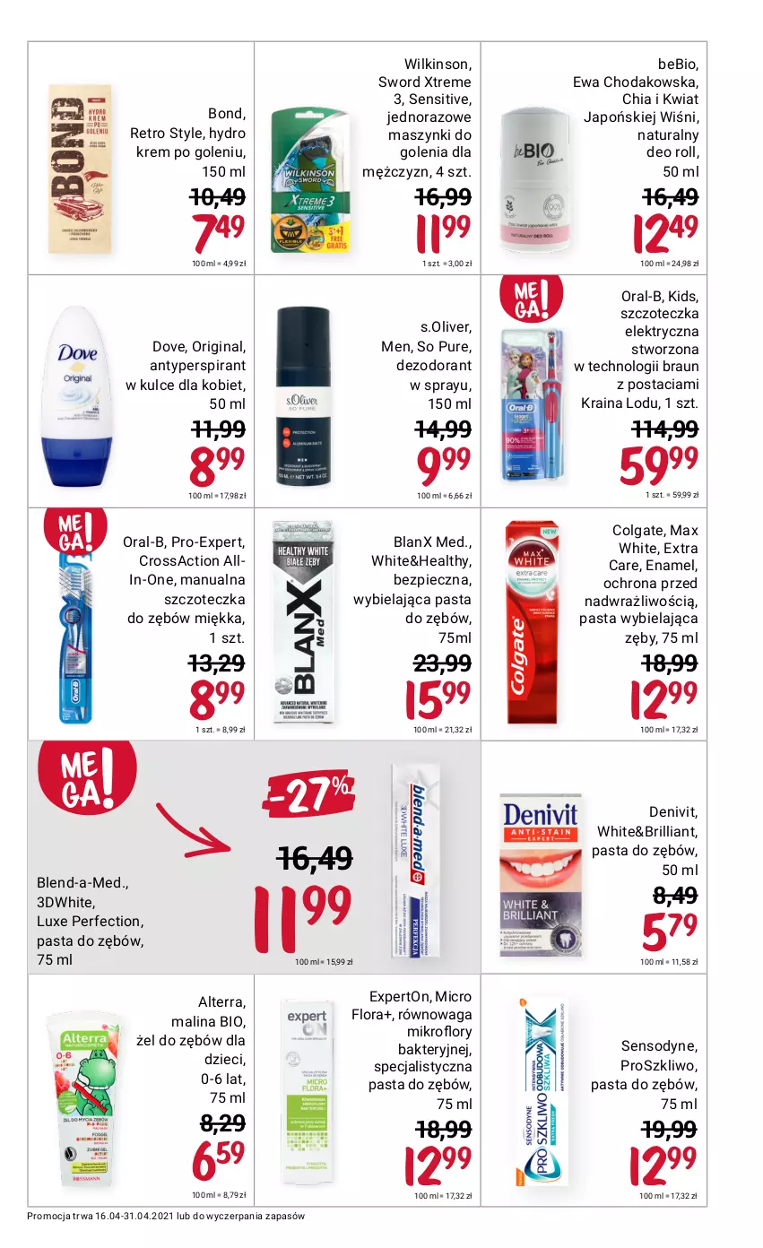 Gazetka promocyjna Rossmann - Kwiecień II - ważna 16.04 do 30.04.2021 - strona 5 - produkty: Alterra, Antyperspirant, Blend-a-Med, Braun, Chia, Colgate, Denivit, Dezodorant, Dove, Dzieci, Flora, Gin, LG, Pasta do zębów, Piec, Pur, S.Oliver, Sensodyne, Szczoteczka, Szczoteczka do zębów, Waga