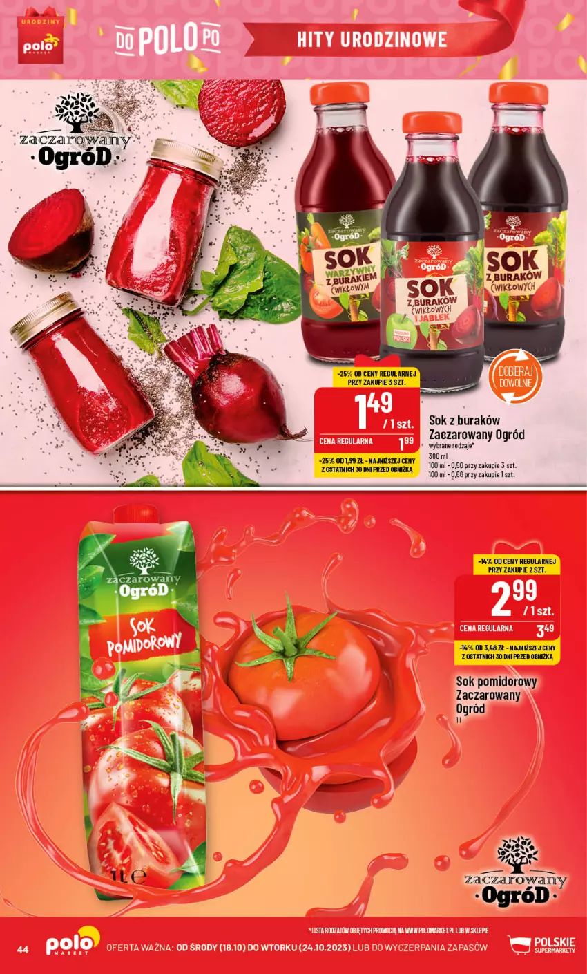 Gazetka promocyjna PoloMarket - Gazetka pomocyjna - ważna 18.10 do 24.10.2023 - strona 44 - produkty: Ogród, Sok, Sok pomidorowy