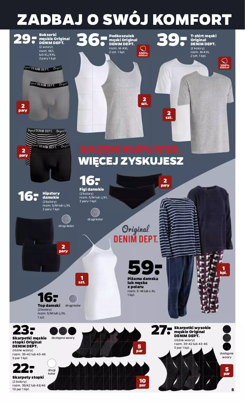 Gazetka promocyjna Netto - Inspiracje dla domu - ważna 01.02 do 06.02.2021 - strona 5 - produkty: Bokserki, Figi, Gin, Karp, Kosz, Piżama, Podkoszulek, Ser, Skarpetki, Sok, T-shirt, Top