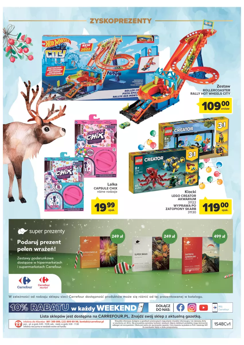 Gazetka promocyjna Carrefour - Gazetka Zabawki część 2 - ważna 29.11 do 24.12.2022 - strona 8 - produkty: Akwarium, Hot Wheels, Kask, LEGO, LEGO Creator, O nas, Roller, Top