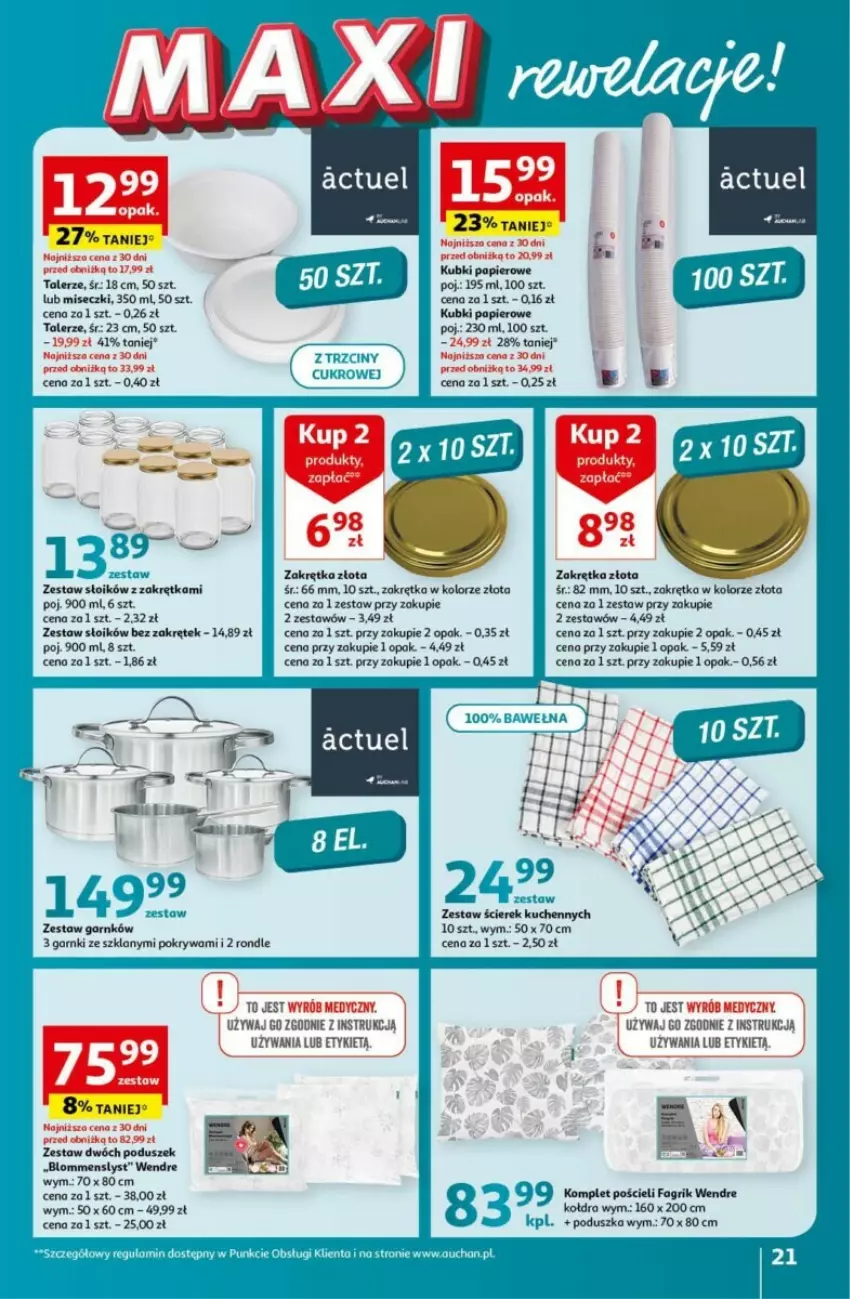 Gazetka promocyjna Auchan - ważna 16.05 do 22.05.2024 - strona 14 - produkty: Fa, Kołdra, Komplet pościeli, Papier, Poduszka, Pokrywa, Pościel, Talerz