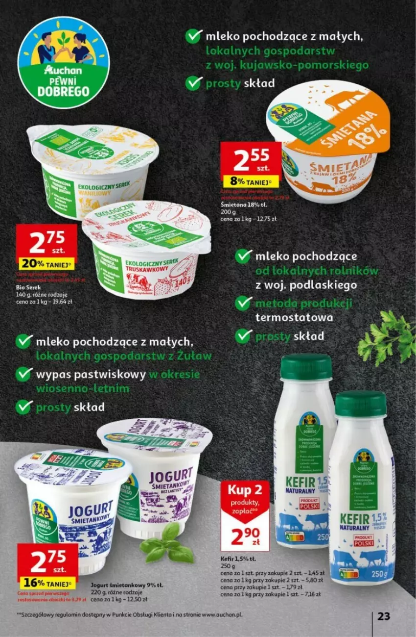 Gazetka promocyjna Auchan - ważna 16.05 do 22.05.2024 - strona 16 - produkty: Jogurt, Kefir, Kefir naturalny, Mleko, Podlaski, Ser, Serek