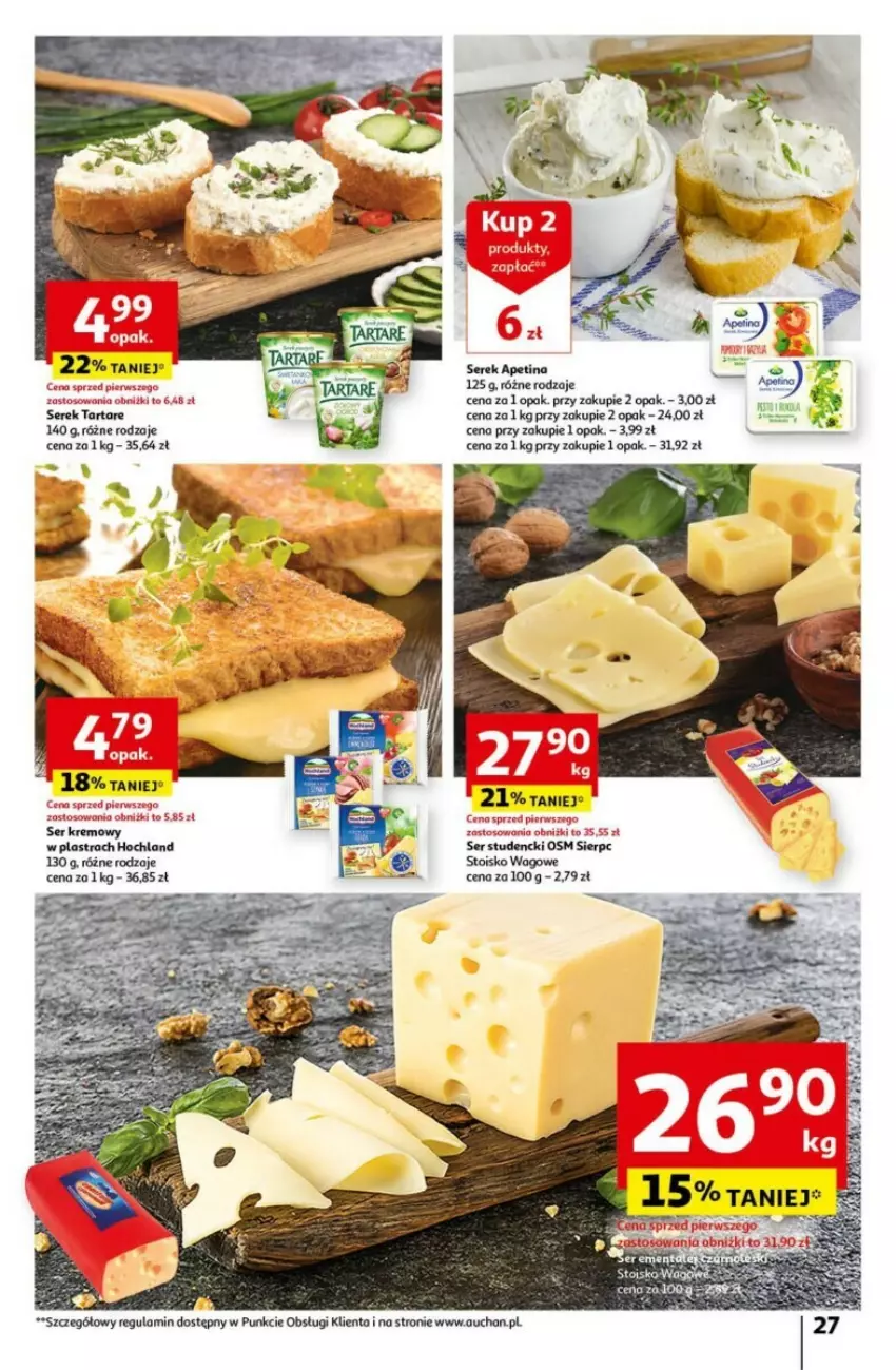 Gazetka promocyjna Auchan - ważna 16.05 do 22.05.2024 - strona 20 - produkty: Hochland, Ser, Serek, Tarta, Tartare