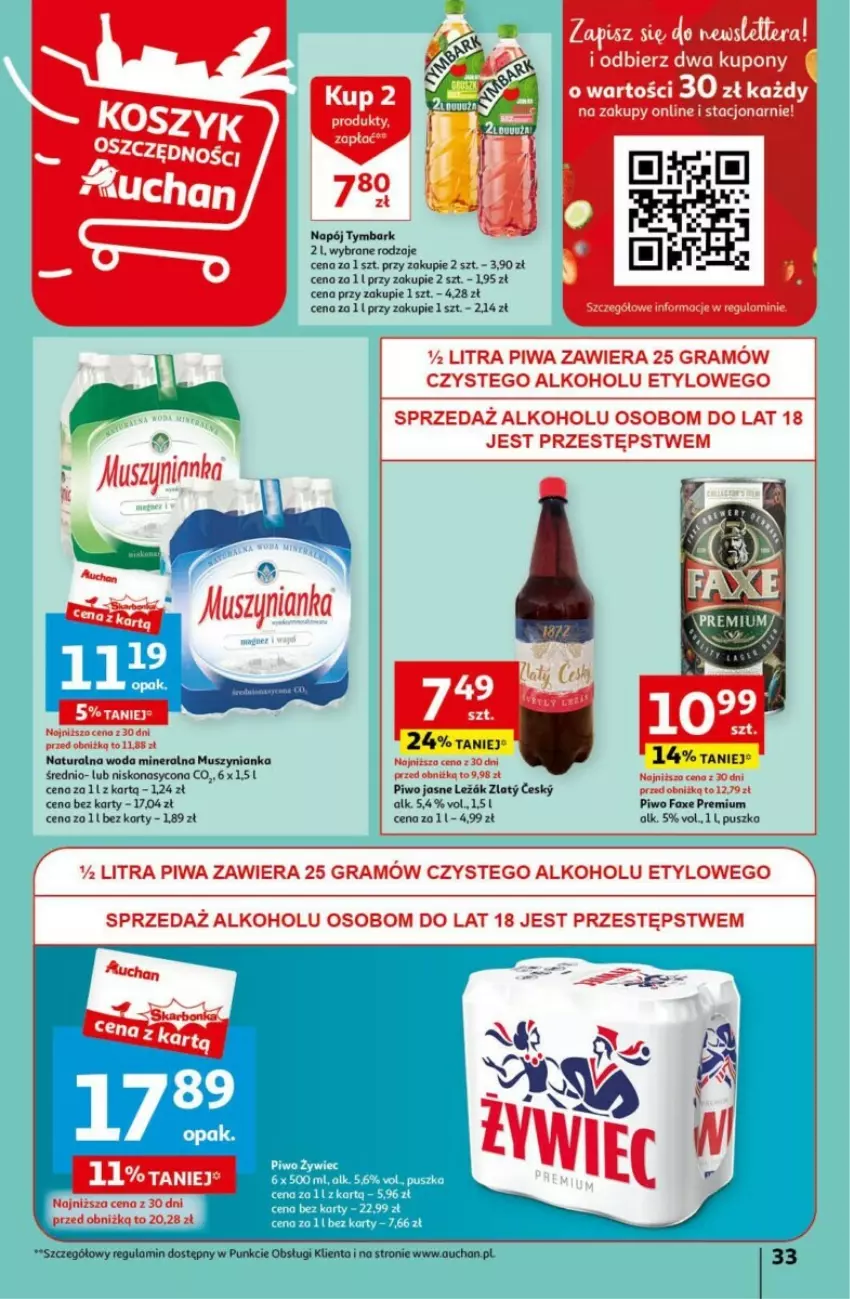 Gazetka promocyjna Auchan - ważna 16.05 do 22.05.2024 - strona 27 - produkty: Fa, Gra, Mus, Muszynianka, Napój, Piwa, Piwo, Piwo jasne, Tymbark, Woda, Woda mineralna