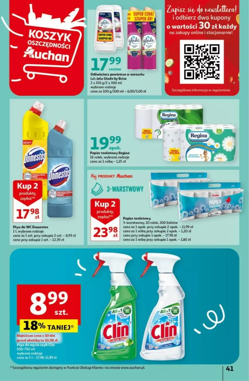 Gazetka promocyjna Auchan - ważna 16.05 do 22.05.2024 - strona 36 - produkty: Domestos, Gin, Odświeżacz powietrza, Papier, Papier toaletowy, Płyn do wc