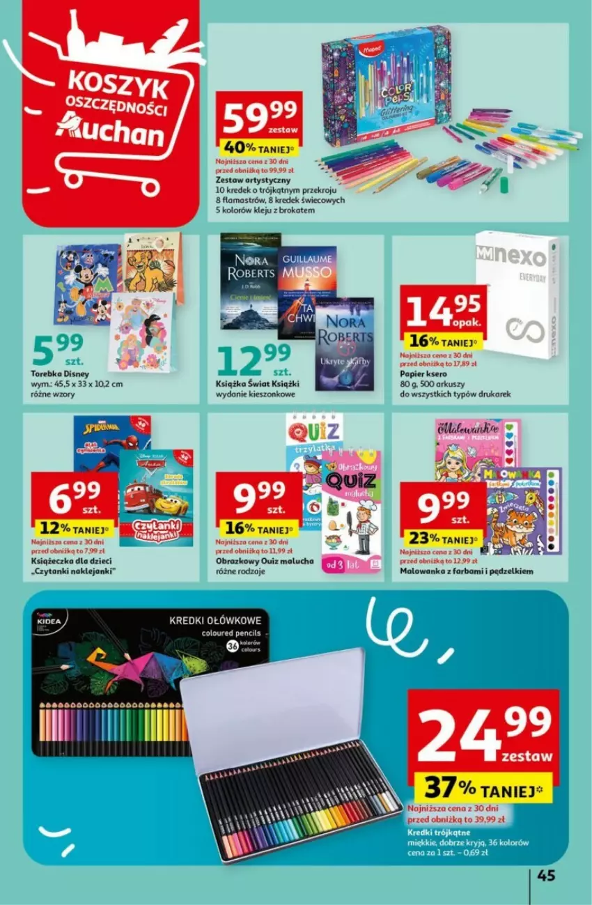 Gazetka promocyjna Auchan - ważna 16.05 do 22.05.2024 - strona 40 - produkty: Disney, Dzieci, Fa, Klej, Książka, Obraz, Papier, Quiz, Ser, Torebka