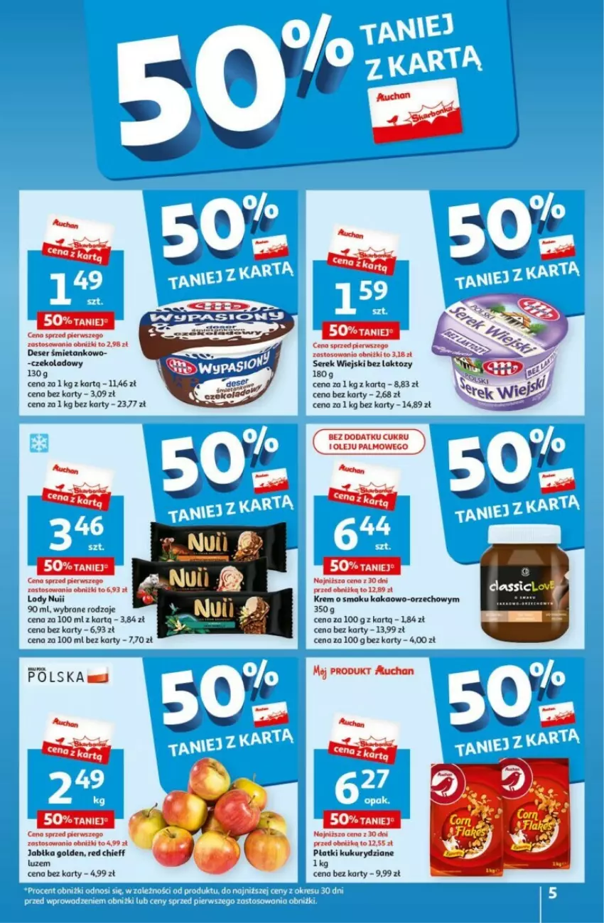 Gazetka promocyjna Auchan - ważna 16.05 do 22.05.2024 - strona 45 - produkty: Deser, Jabłka, Kakao, Lody, Ser, Serek, Serek wiejski