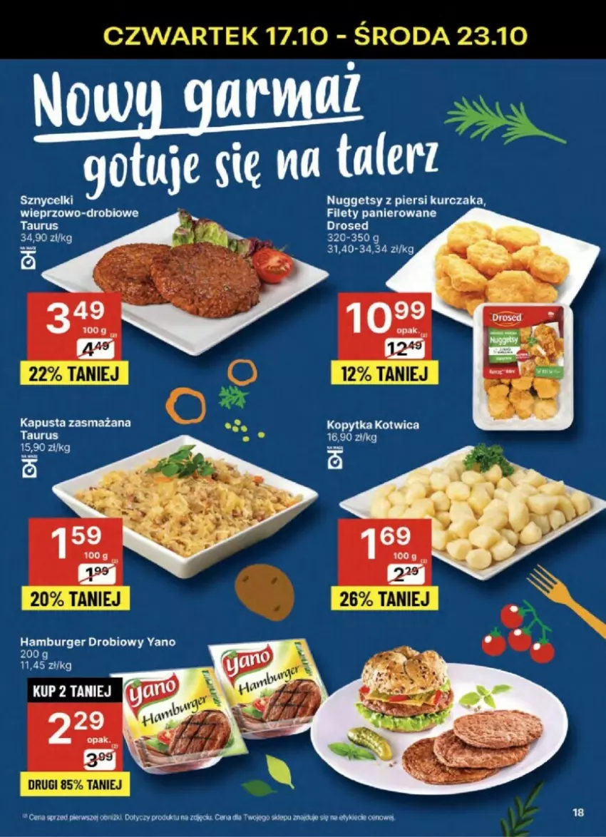 Gazetka promocyjna Delikatesy Centrum - ważna 17.10 do 23.10.2024 - strona 10 - produkty: Burger, Hamburger, Kopytka, Kurczak, Talerz