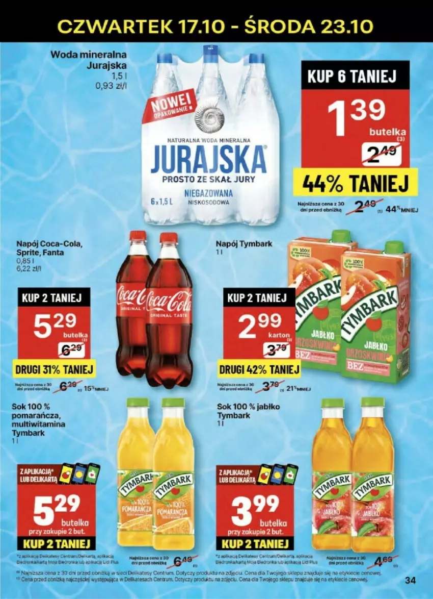 Gazetka promocyjna Delikatesy Centrum - ważna 17.10 do 23.10.2024 - strona 28 - produkty: Coca-Cola, Fa, Fanta, Napój, Rum, Sok, Sprite, Tymbark, Woda, Woda mineralna