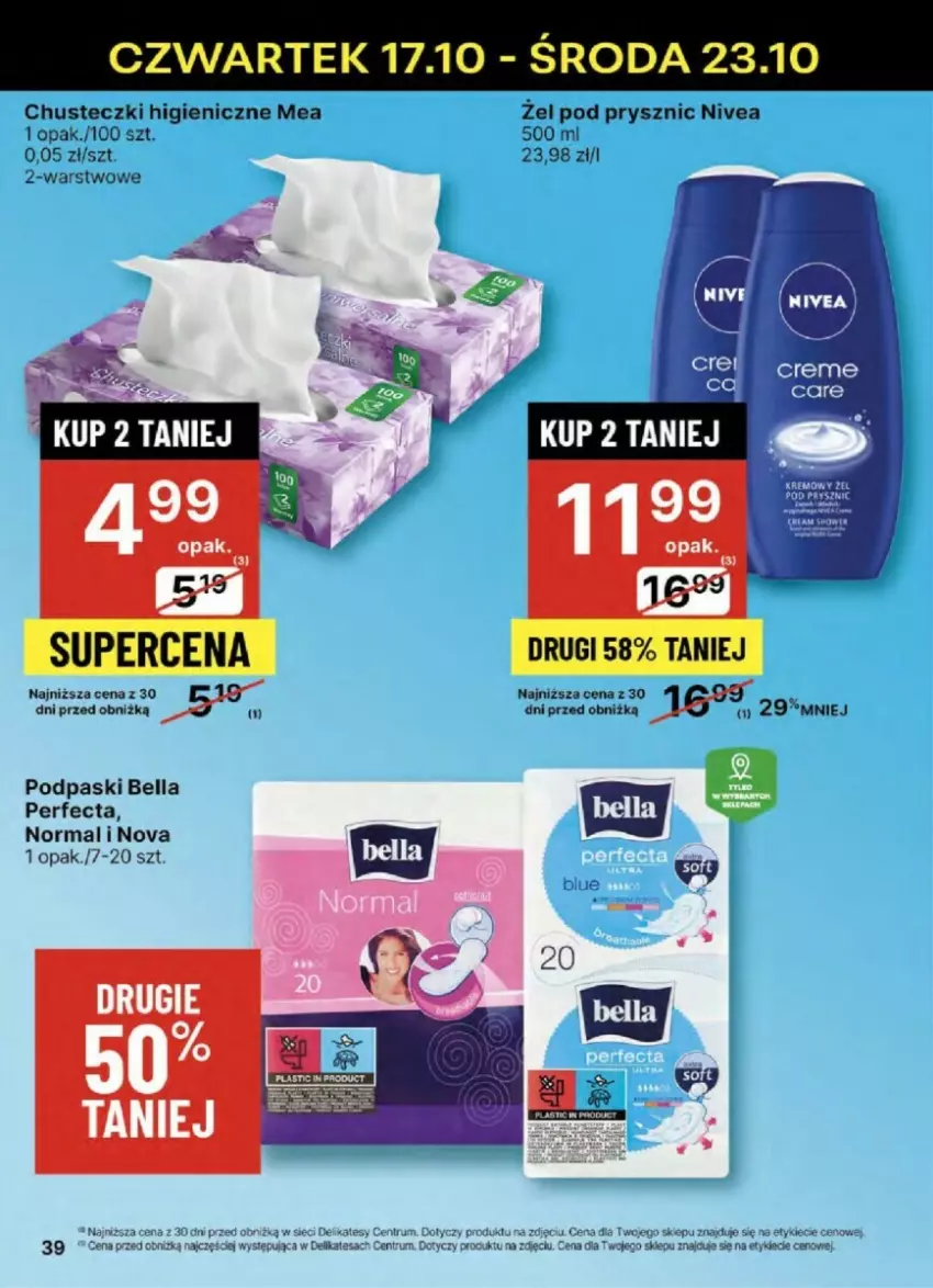 Gazetka promocyjna Delikatesy Centrum - ważna 17.10 do 23.10.2024 - strona 33 - produkty: Bell, Bella, Chusteczki, Nivea, Perfecta, Podpaski, Rum