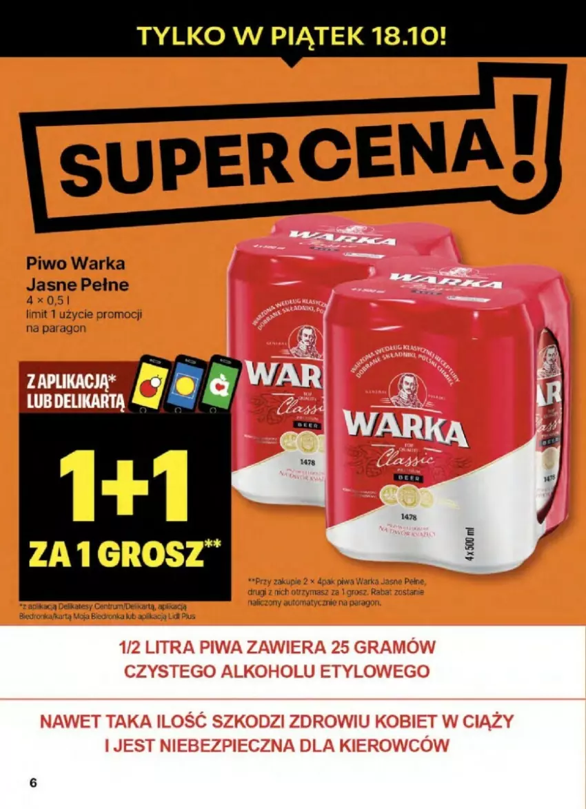 Gazetka promocyjna Delikatesy Centrum - ważna 17.10 do 23.10.2024 - strona 56 - produkty: Piwo, Warka