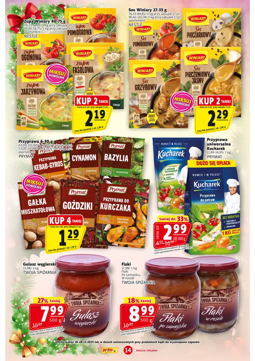 Gazetka promocyjna Prim Market - ważna 18.12 do 28.12.2025 - strona 14 - produkty: Fa, Kucharek, Prymat, Przyprawa do potraw, Ser, Sos, Winiary, Zupa