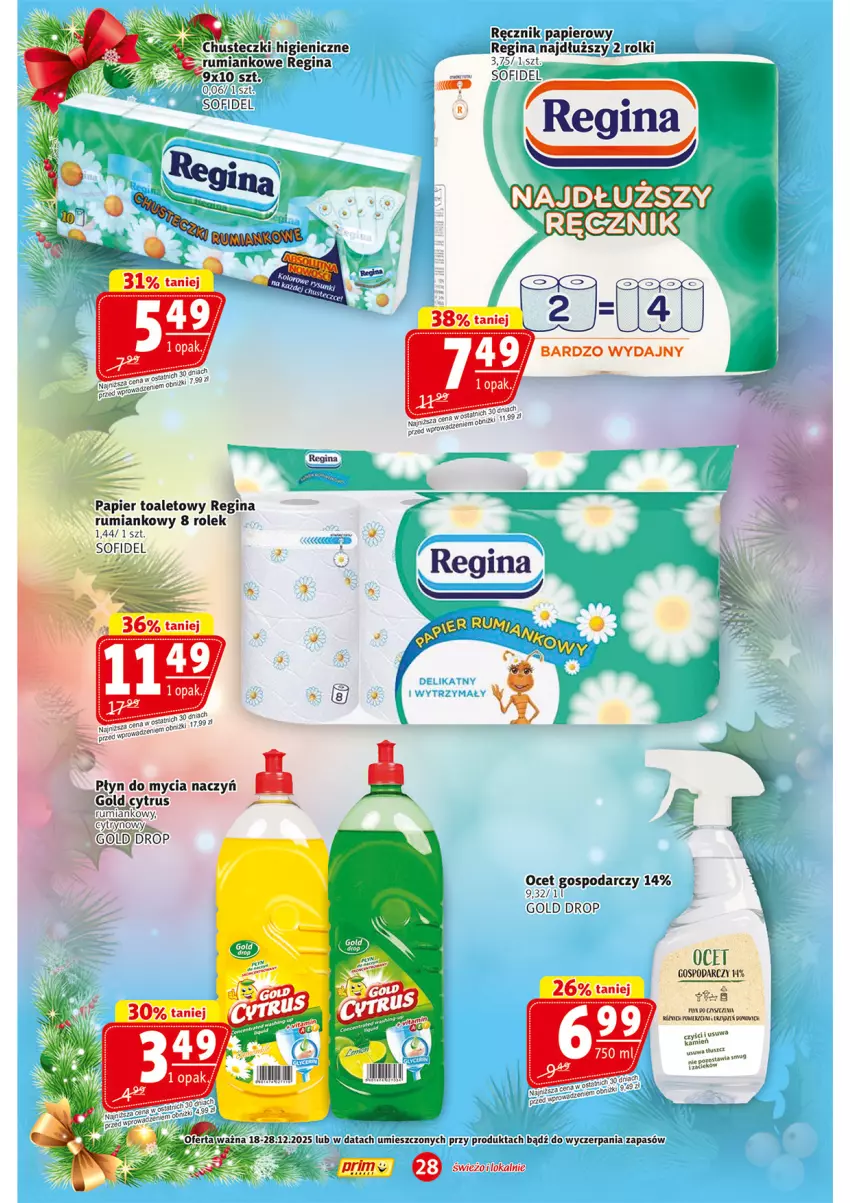 Gazetka promocyjna Prim Market - ważna 18.12 do 28.12.2025 - strona 28 - produkty: Chusteczki, Do mycia naczyń, Gin, Ocet, Papier, Płyn do mycia, Płyn do mycia naczyń, Ręcznik, Rolki, Rum