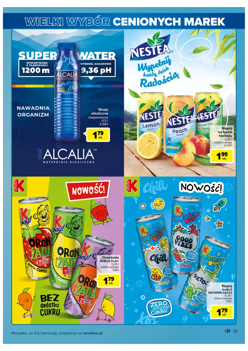 Gazetka promocyjna Carrefour - Gazetka Market - ważna 31.05 do 11.06.2022 - strona 31 - produkty: Kubuś, Kubuś Waterrr, Napój, Oranżada