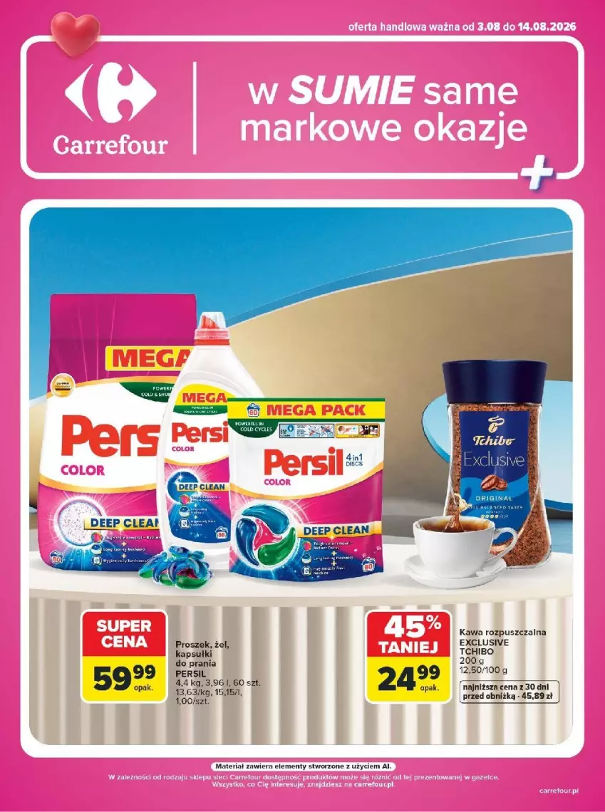 Gazetka promocyjna Carrefour - Gazetka Carrefour w SUMIE same markowe okazje - ważna 03.08 do 14.08.2026 - strona 1 - produkty: Gin, Kawa, Kawa rozpuszczalna