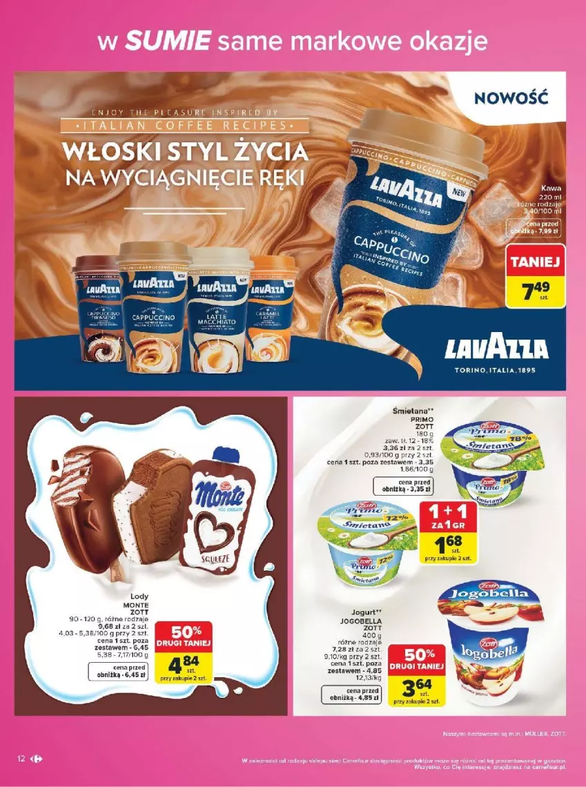 Gazetka promocyjna Carrefour - Gazetka Carrefour w SUMIE same markowe okazje - ważna 03.08 do 14.08.2026 - strona 12 - produkty: Bell, Bella, Chia, Jogobella, Jogurt, Lody, Monte, Por, Zott