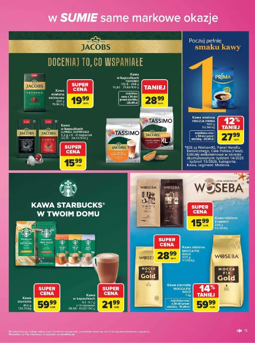Gazetka promocyjna Carrefour - Gazetka Carrefour w SUMIE same markowe okazje - ważna 03.08 do 14.08.2026 - strona 15 - produkty: Kawa, Kawa mielona, LANA, Prima, Tassimo