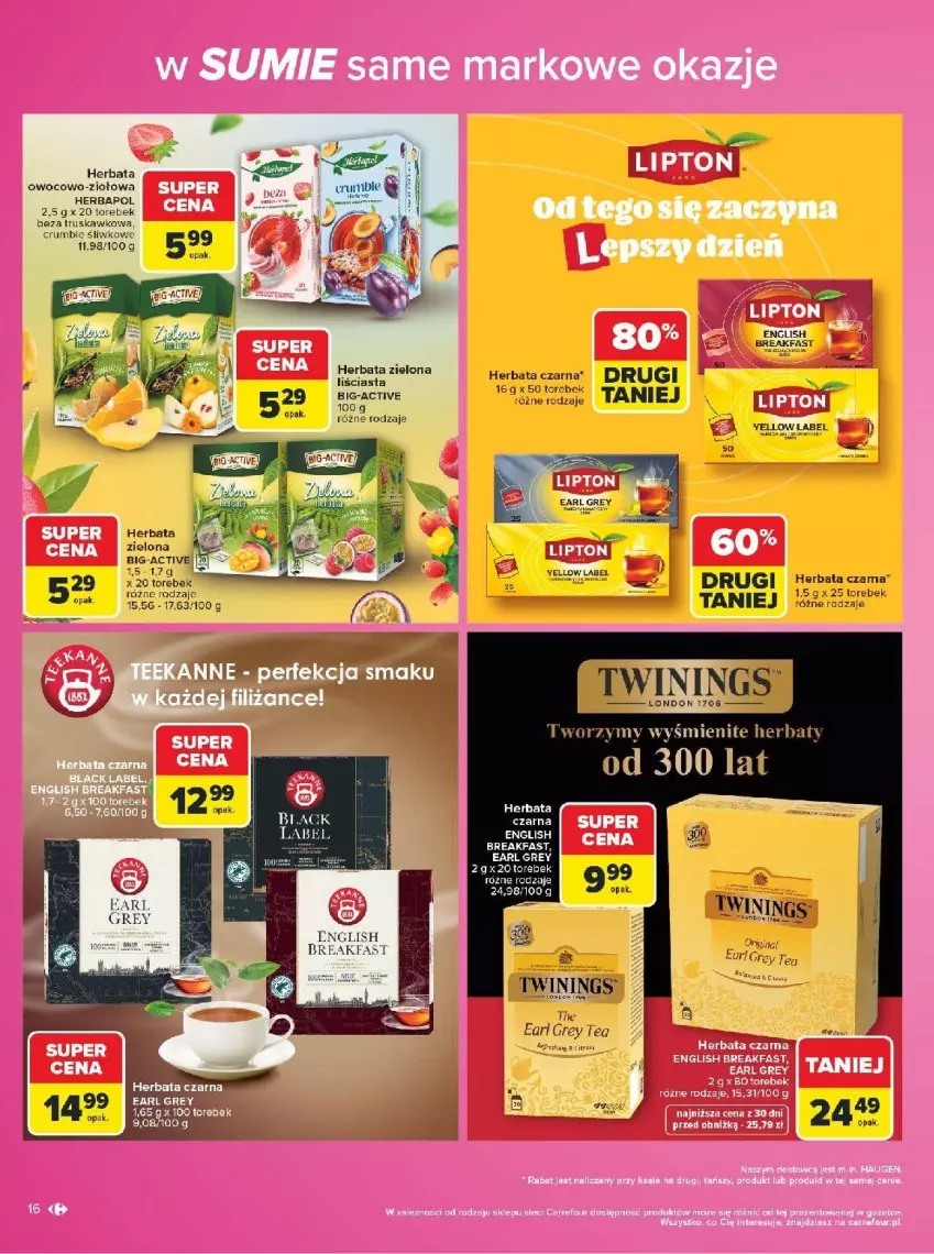 Gazetka promocyjna Carrefour - Gazetka Carrefour w SUMIE same markowe okazje - ważna 03.08 do 14.08.2026 - strona 16 - produkty: AEG, Earl Grey, Fa, Herbapol, Herbata, Herbata czarna, Lack, LG, Lipton, Rum