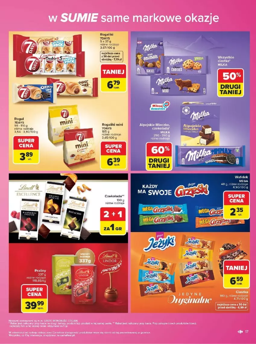 Gazetka promocyjna Carrefour - Gazetka Carrefour w SUMIE same markowe okazje - ważna 03.08 do 14.08.2026 - strona 17 - produkty: Ciastka, Czekolada, Mleczko, Rogal, Wafelek