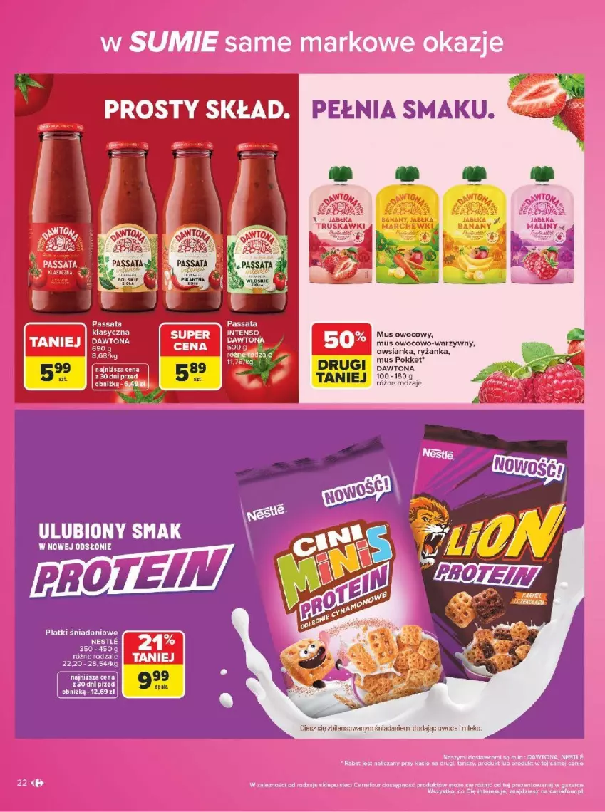 Gazetka promocyjna Carrefour - Gazetka Carrefour w SUMIE same markowe okazje - ważna 03.08 do 14.08.2026 - strona 22 - produkty: Dawtona, Fa, Jabłka, Mus, Owoce, Owsianka, Ryż