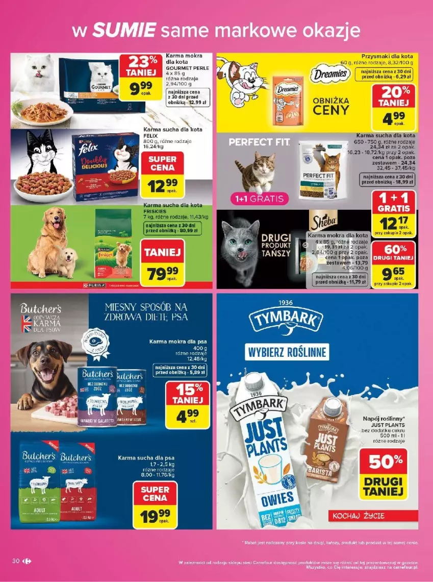 Gazetka promocyjna Carrefour - Gazetka Carrefour w SUMIE same markowe okazje - ważna 03.08 do 14.08.2026 - strona 30 - produkty: Felix, Friskies, Napój, Napój roślinny, Przysmaki, Pur, Purina