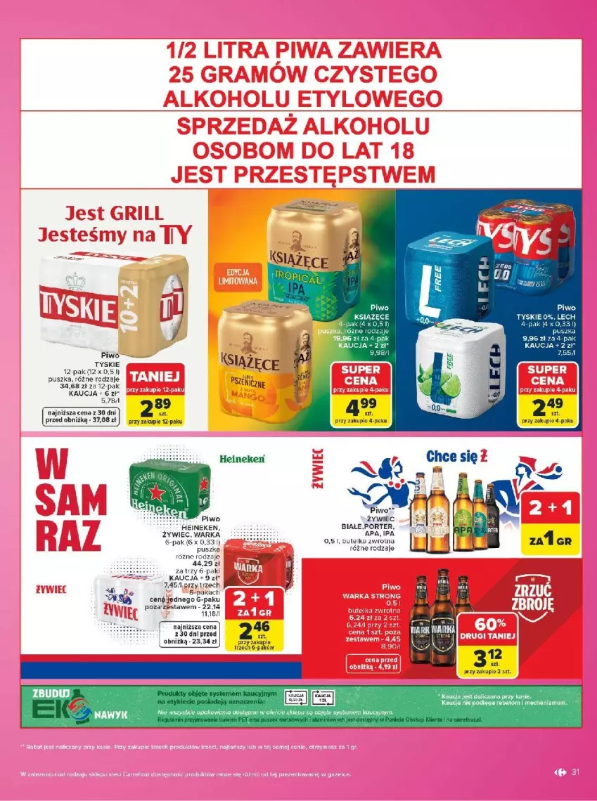 Gazetka promocyjna Carrefour - Gazetka Carrefour w SUMIE same markowe okazje - ważna 03.08 do 14.08.2026 - strona 31 - produkty: Fa, Heineken, Piwo, Por, Ser, Sos, Tyskie, Warka
