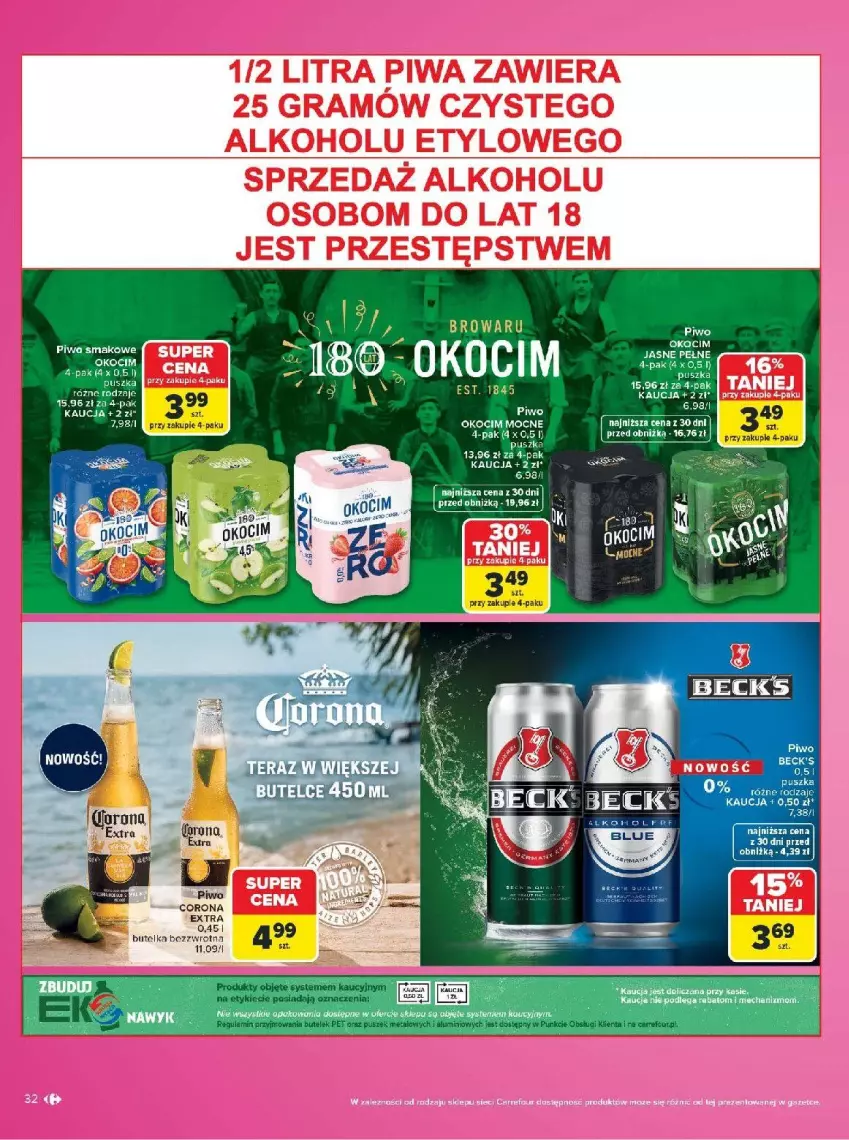 Gazetka promocyjna Carrefour - Gazetka Carrefour w SUMIE same markowe okazje - ważna 03.08 do 14.08.2026 - strona 32 - produkty: Corona Extra, Fa, Koc, Okocim, Piwa, Piwo
