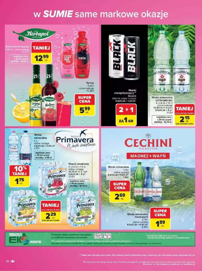 Gazetka promocyjna Carrefour - Gazetka Carrefour w SUMIE same markowe okazje - ważna 03.08 do 14.08.2026 - strona 38 - produkty: Fa, Napój, Prima, Primavera, Syrop, Woda, Woda mineralna
