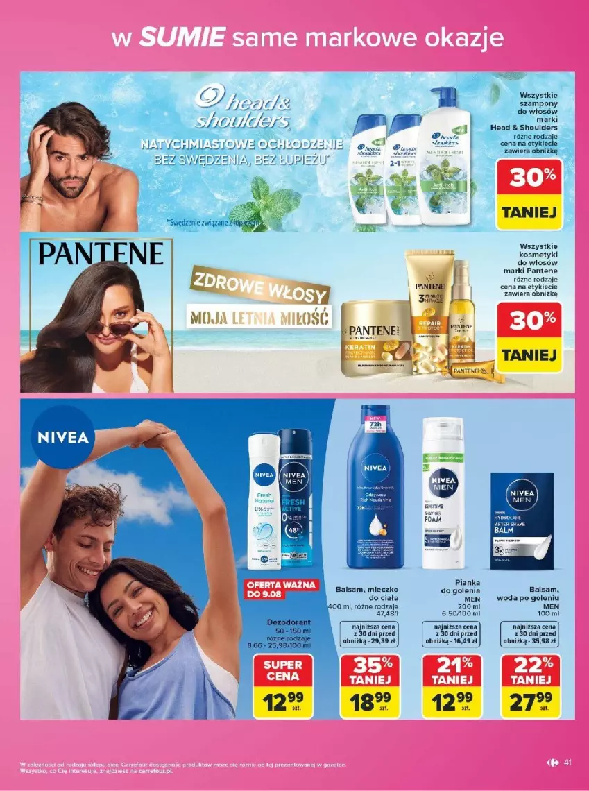 Gazetka promocyjna Carrefour - Gazetka Carrefour w SUMIE same markowe okazje - ważna 03.08 do 14.08.2026 - strona 41 - produkty: Fa, Mleczko, Nivea, Pantene, Szampon, Woda, Woda po goleniu