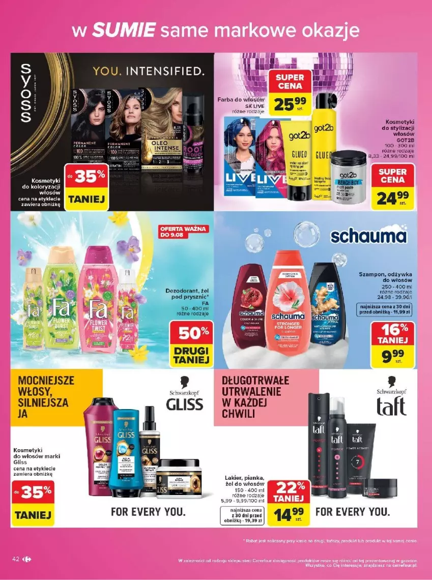 Gazetka promocyjna Carrefour - Gazetka Carrefour w SUMIE same markowe okazje - ważna 03.08 do 14.08.2026 - strona 42 - produkty: Fa, Lakier, Oleo