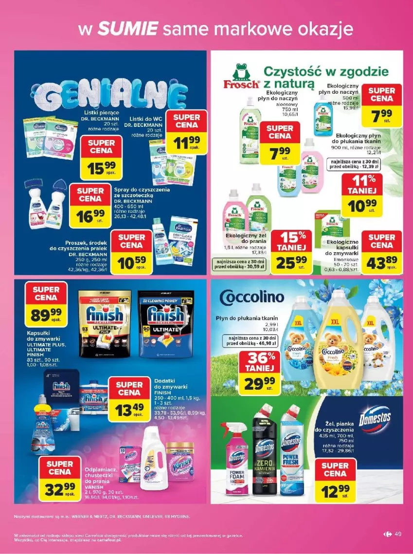 Gazetka promocyjna Carrefour - Gazetka Carrefour w SUMIE same markowe okazje - ważna 03.08 do 14.08.2026 - strona 49 - produkty: Dada, Finish, Płyn do płukania, Spray do czyszczenia, Zmywarki