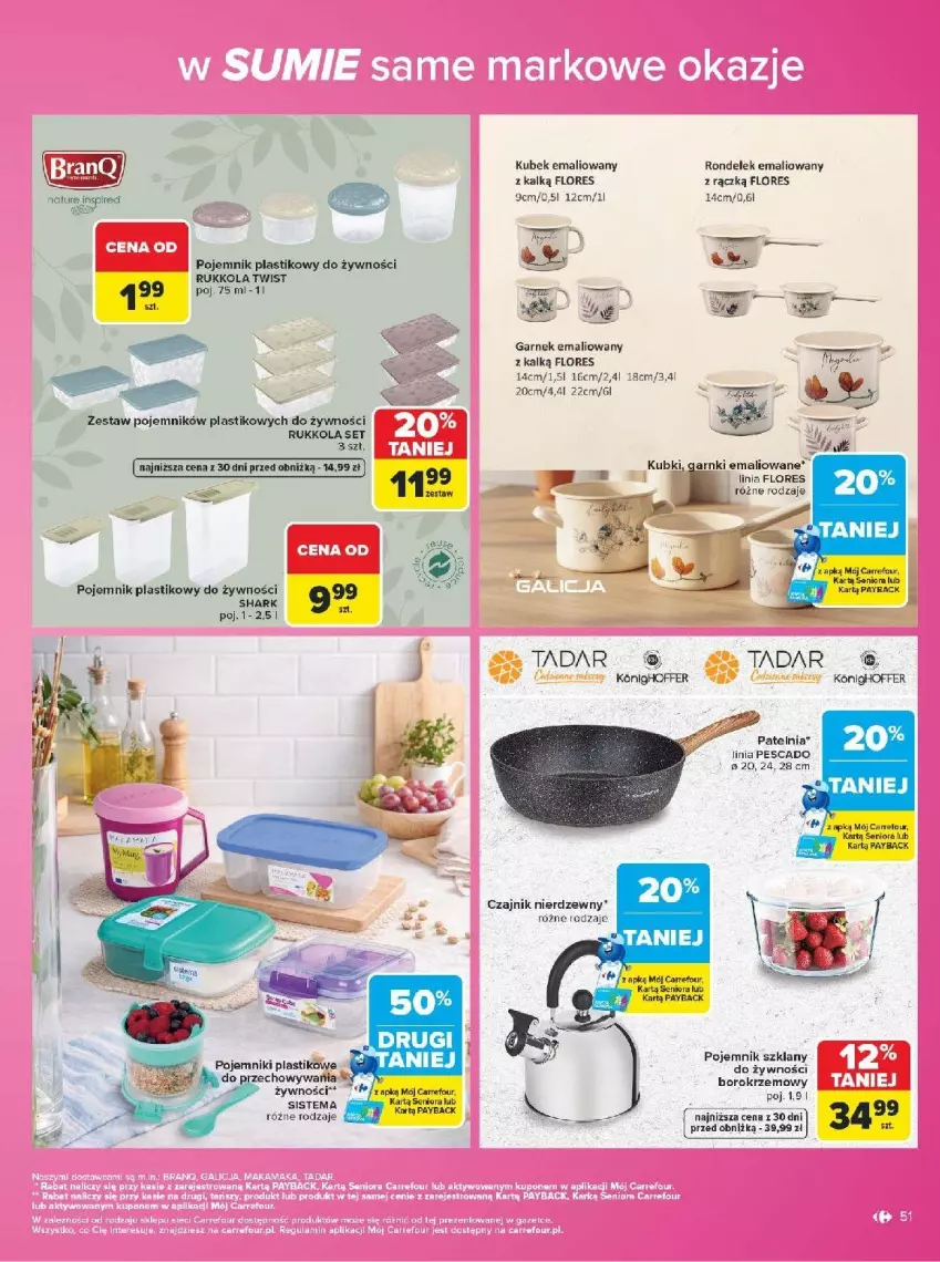 Gazetka promocyjna Carrefour - Gazetka Carrefour w SUMIE same markowe okazje - ważna 03.08 do 14.08.2026 - strona 51 - produkty: Czajnik, Garnek, Kubek, Patelnia, Pojemnik, Pojemnik plastikowy, Pojemnik szklany, Rondel, Ryba, Stanik