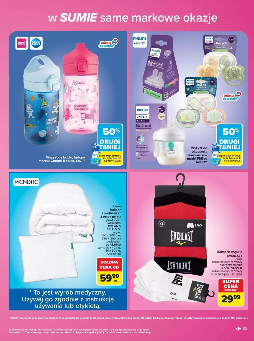 Gazetka promocyjna Carrefour - Gazetka Carrefour w SUMIE same markowe okazje - ważna 03.08 do 14.08.2026 - strona 53 - produkty: Fa, Karp, Kołdra, Philips, Poduszka, Por