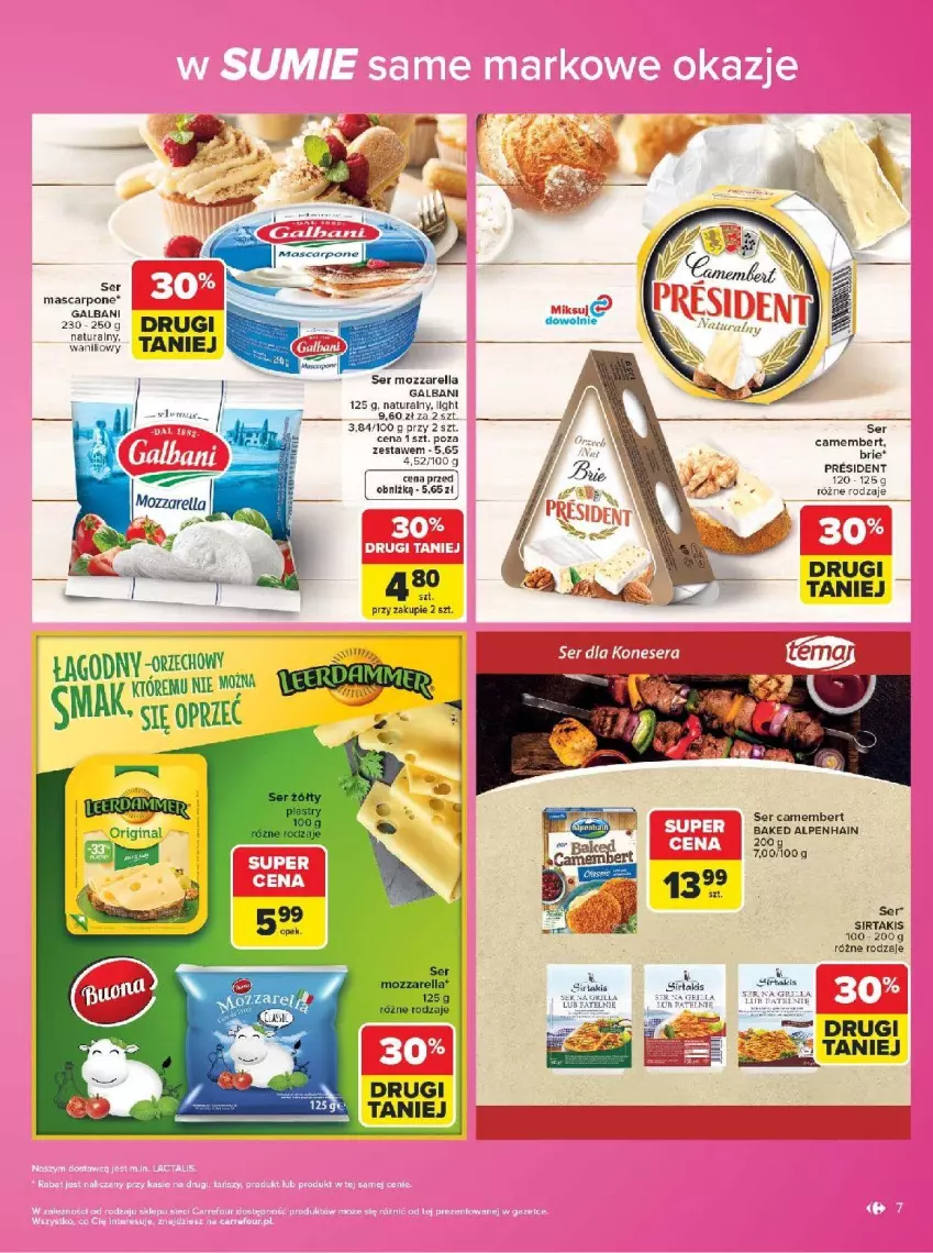 Gazetka promocyjna Carrefour - Gazetka Carrefour w SUMIE same markowe okazje - ważna 03.08 do 14.08.2026 - strona 7 - produkty: Brie, Camembert, Fa, Galbani, Gin, Mascarpone, Mozzarella, Ser
