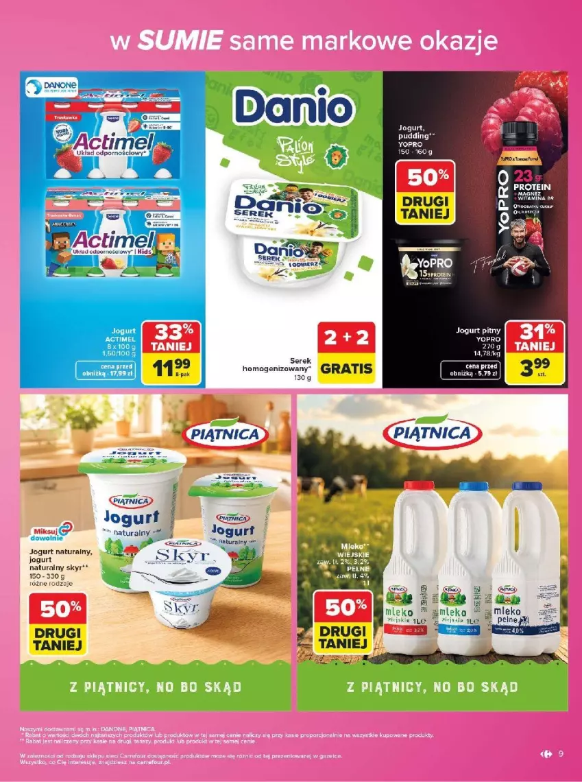 Gazetka promocyjna Carrefour - Gazetka Carrefour w SUMIE same markowe okazje - ważna 03.08 do 14.08.2026 - strona 9 - produkty: Danone, Fa, Jogurt, Jogurt naturalny, Piątnica, Pudding, Ser, Serek