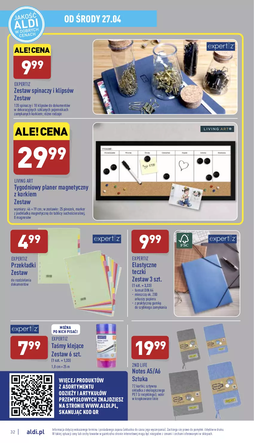 Gazetka promocyjna Aldi - Pełny katalog - ważna 25.04 do 30.04.2022 - strona 32 - produkty: Klej, Marker, Papier, Podkład, Pojemnik