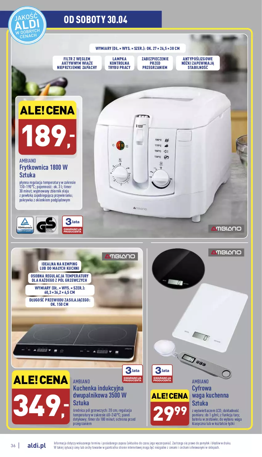 Gazetka promocyjna Aldi - Pełny katalog - ważna 25.04 do 30.04.2022 - strona 36 - produkty: Bateria, Olej, Piec, Waga