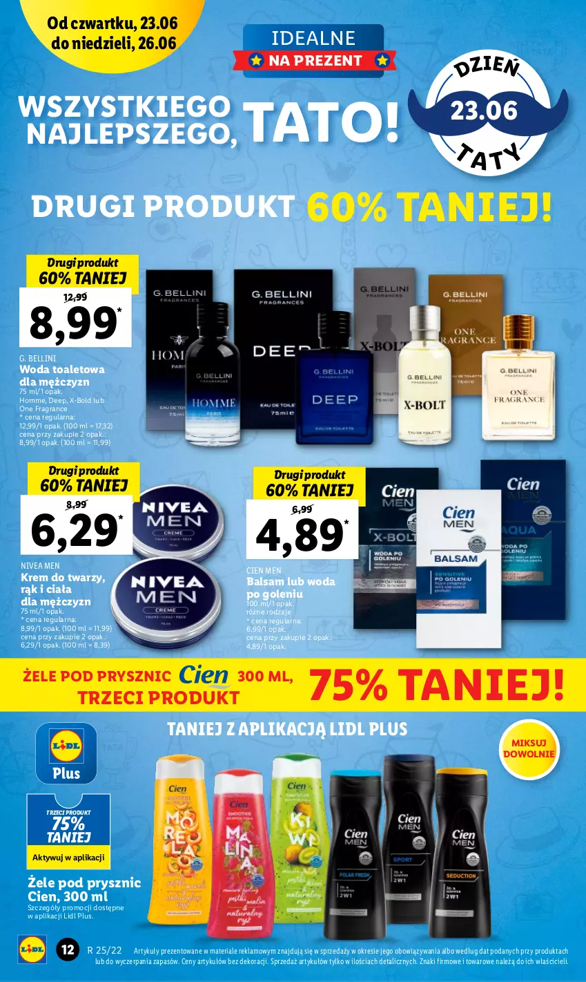 Gazetka promocyjna Lidl - GAZETKA - ważna 23.06 do 26.06.2022 - strona 12 - produkty: Bell, Gra, Krem do twarzy, Nivea, Nivea Men, Woda, Woda po goleniu, Woda toaletowa