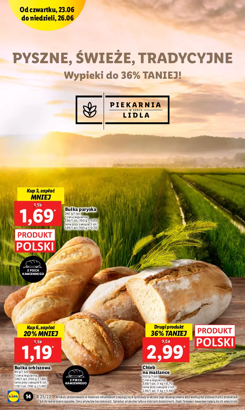 Gazetka promocyjna Lidl - GAZETKA - ważna 23.06 do 26.06.2022 - strona 14 - produkty: Bułka, Chleb, Piec