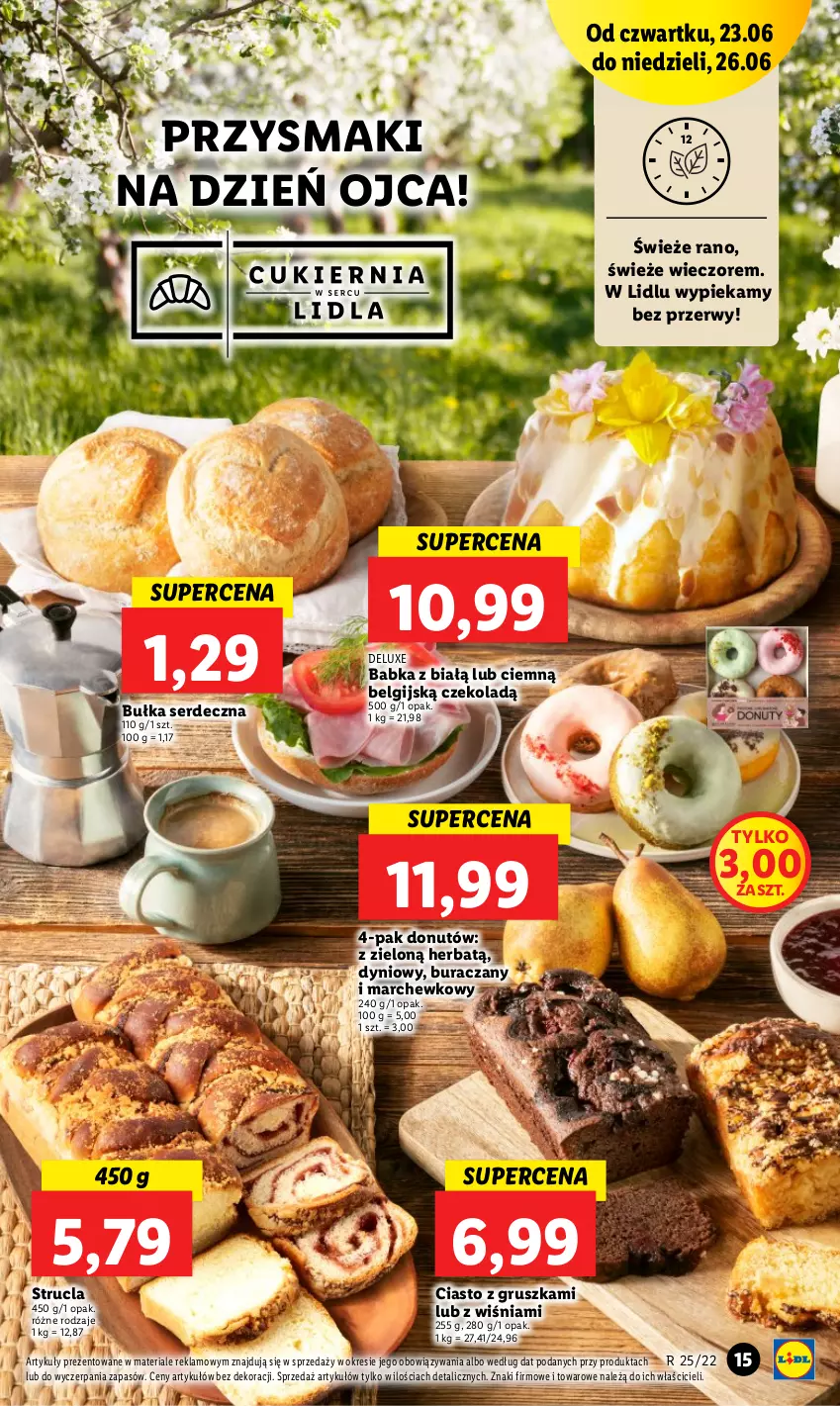 Gazetka promocyjna Lidl - GAZETKA - ważna 23.06 do 26.06.2022 - strona 15 - produkty: Babka, Bułka, Chleb, Donut, LG, Przysmaki, Ser, Strucla