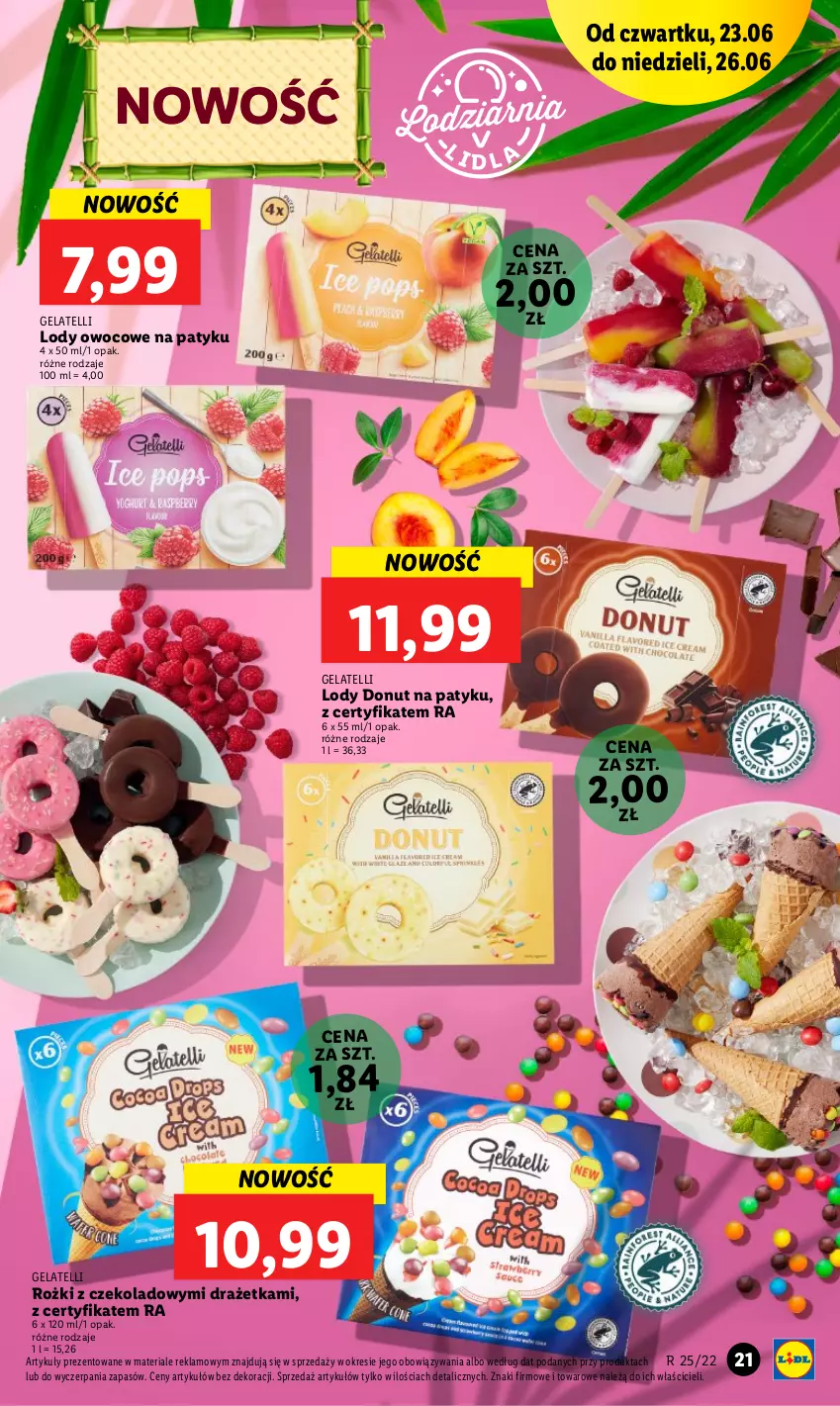 Gazetka promocyjna Lidl - GAZETKA - ważna 23.06 do 26.06.2022 - strona 21 - produkty: Donut, Lody